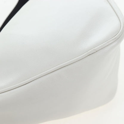 Prada Triangle Logo Wristlet Embossed Leather, White, Leather, Clutch