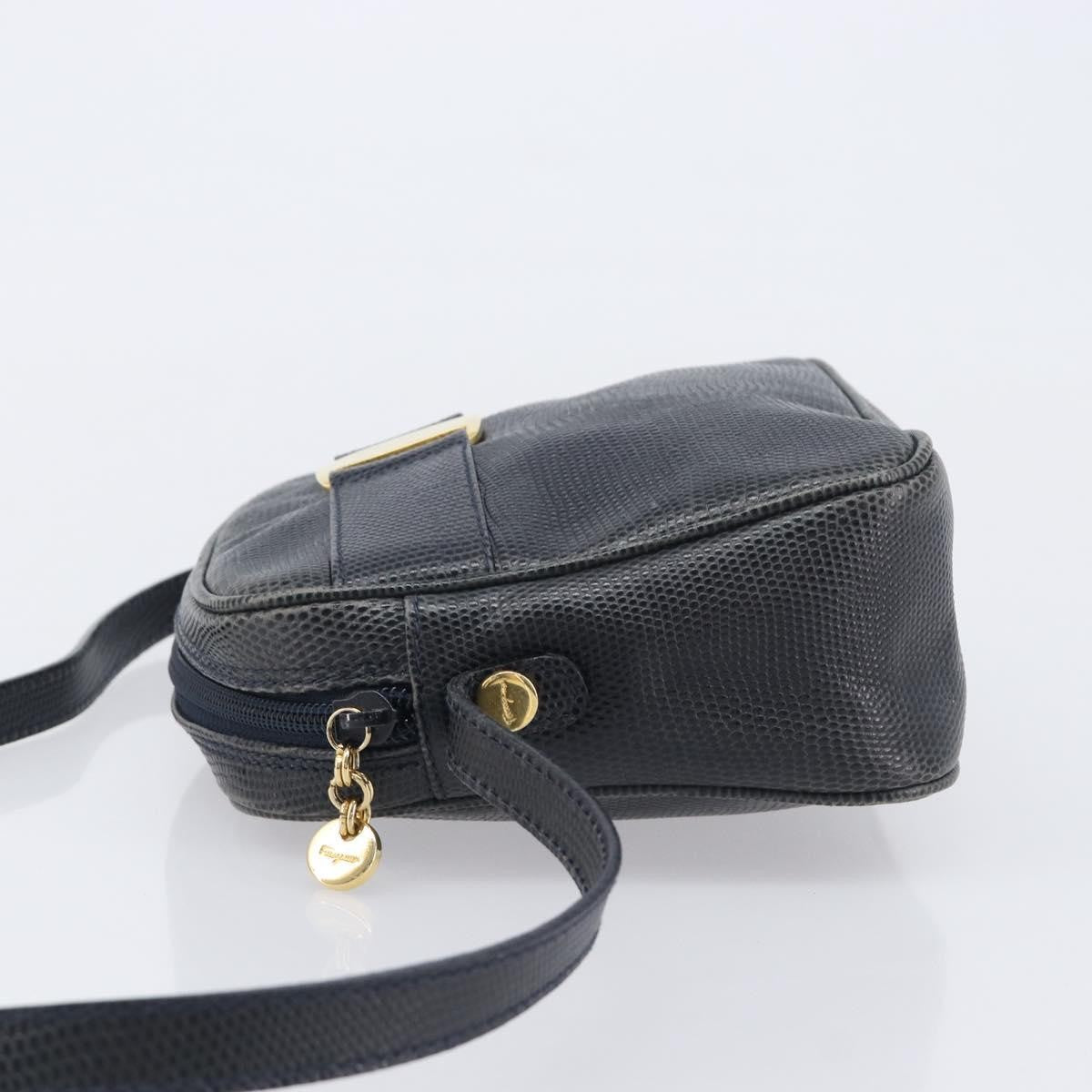 Salvatore Ferragamo Vala Leather, Navy, Leather, Shoulder Bag
