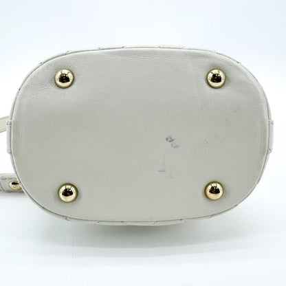 Chanel CC Lock Flap Bucket Quilted Lambskin, White, Leather, Shoulder Bag