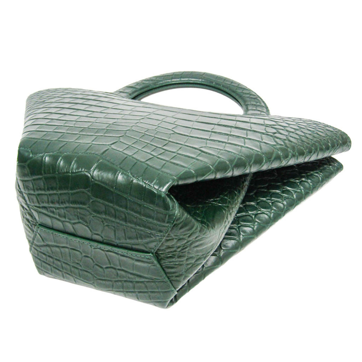 Bottega Veneta Doll Crocodile Embossed Leather, Green, Leather, Tote Bag