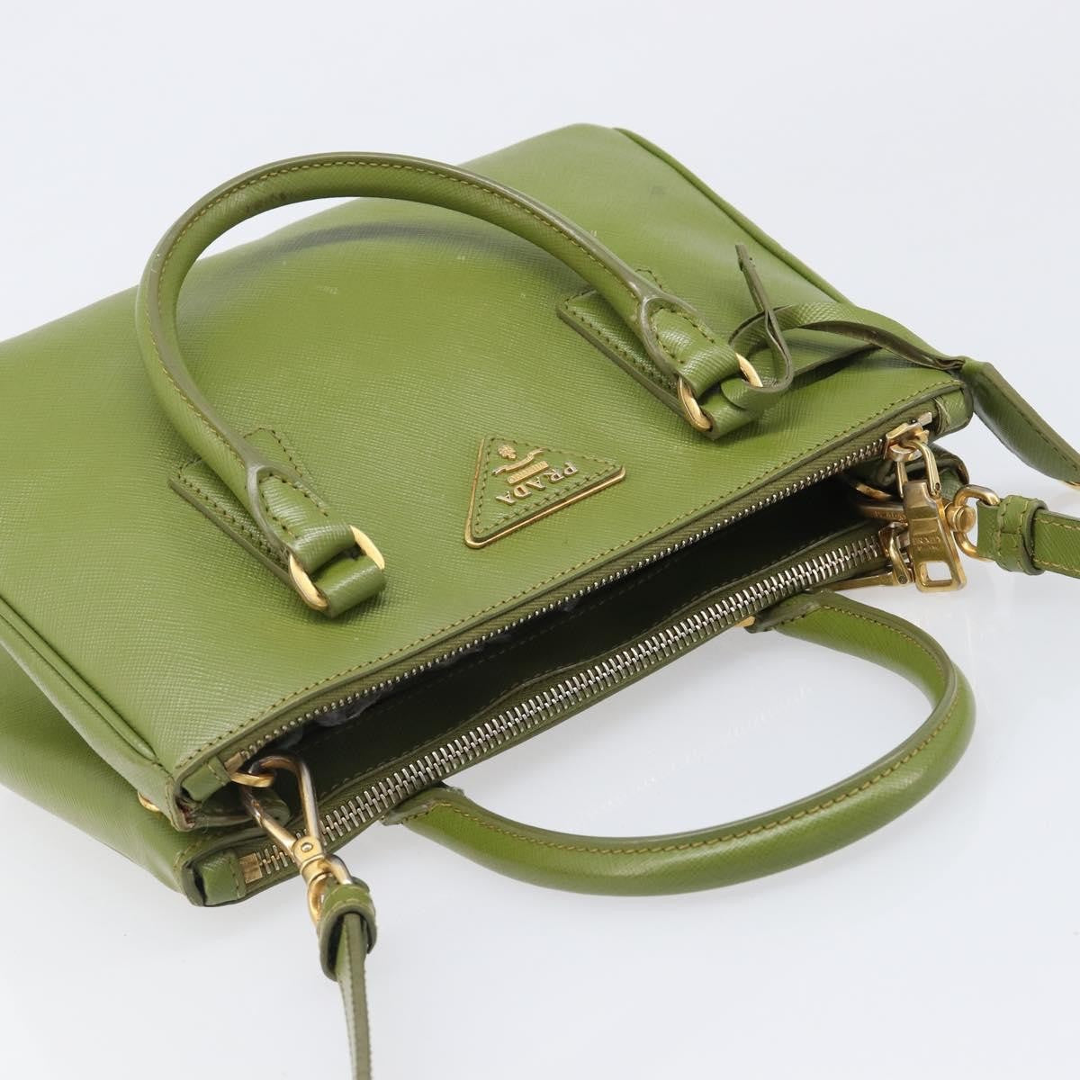Prada Galleria  Strap Leather, Green, Leather, Handbag