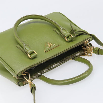 Prada Galleria  Strap Leather, Green, Leather, Handbag