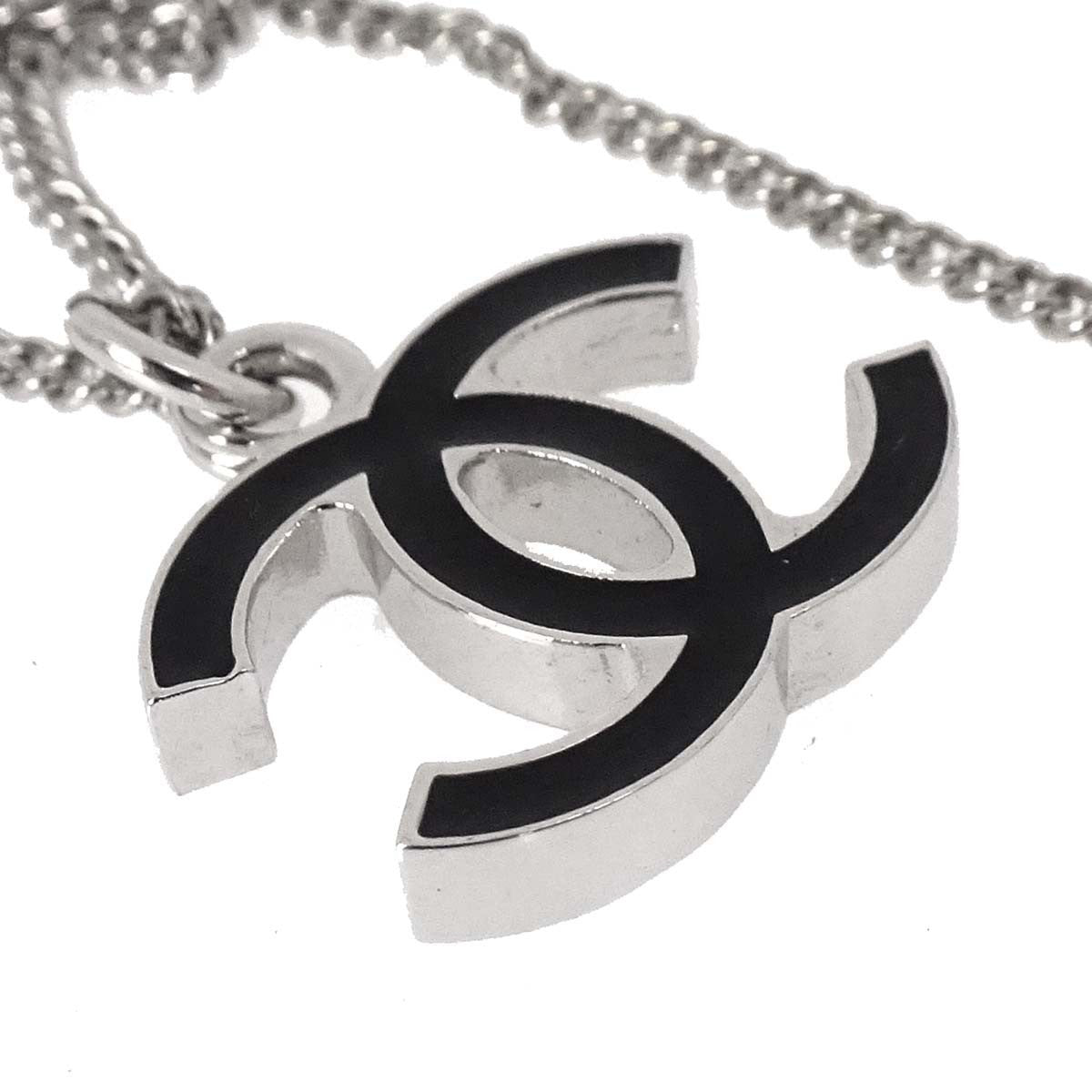 Chanel CC Pendant Metal with Enamel, Silver, Silver Plated, Necklace