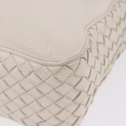 Bottega Veneta Intrecciato Shoulder Leather, White, Leather, Shoulder Bag
