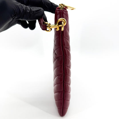 Saint Laurent Classic Monogram Wristlet Matelasse Chevron Leather, Burgundy, Leather, Clutch