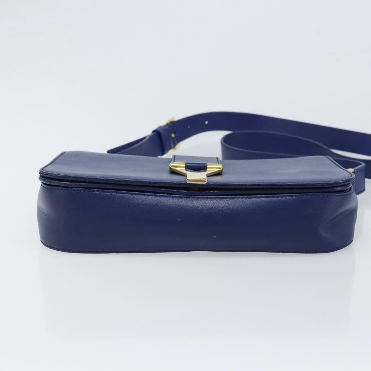 Saint Laurent Chyc Flap Leather, Blue, Leather, Shoulder Bag