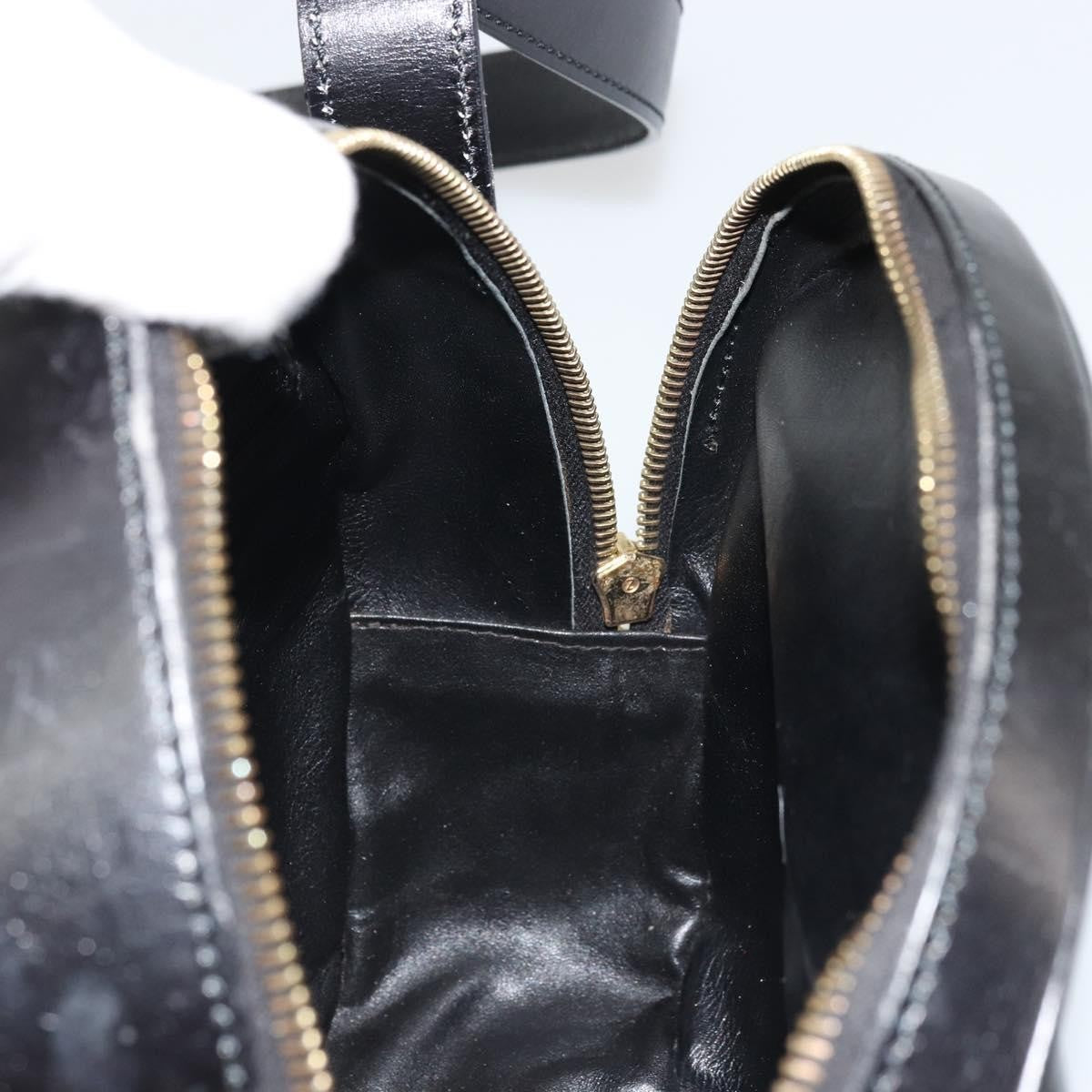 Celine Circle Logo Leather, Black, Leather, Shoulder Bag