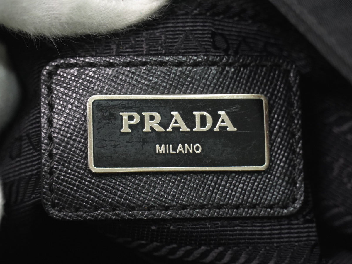 Prada Front Zip Messenger Quilted Tessuto, Black, Nylon, Shoulder Bag