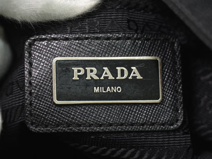 Prada Front Zip Messenger Quilted Tessuto, Black, Nylon, Shoulder Bag