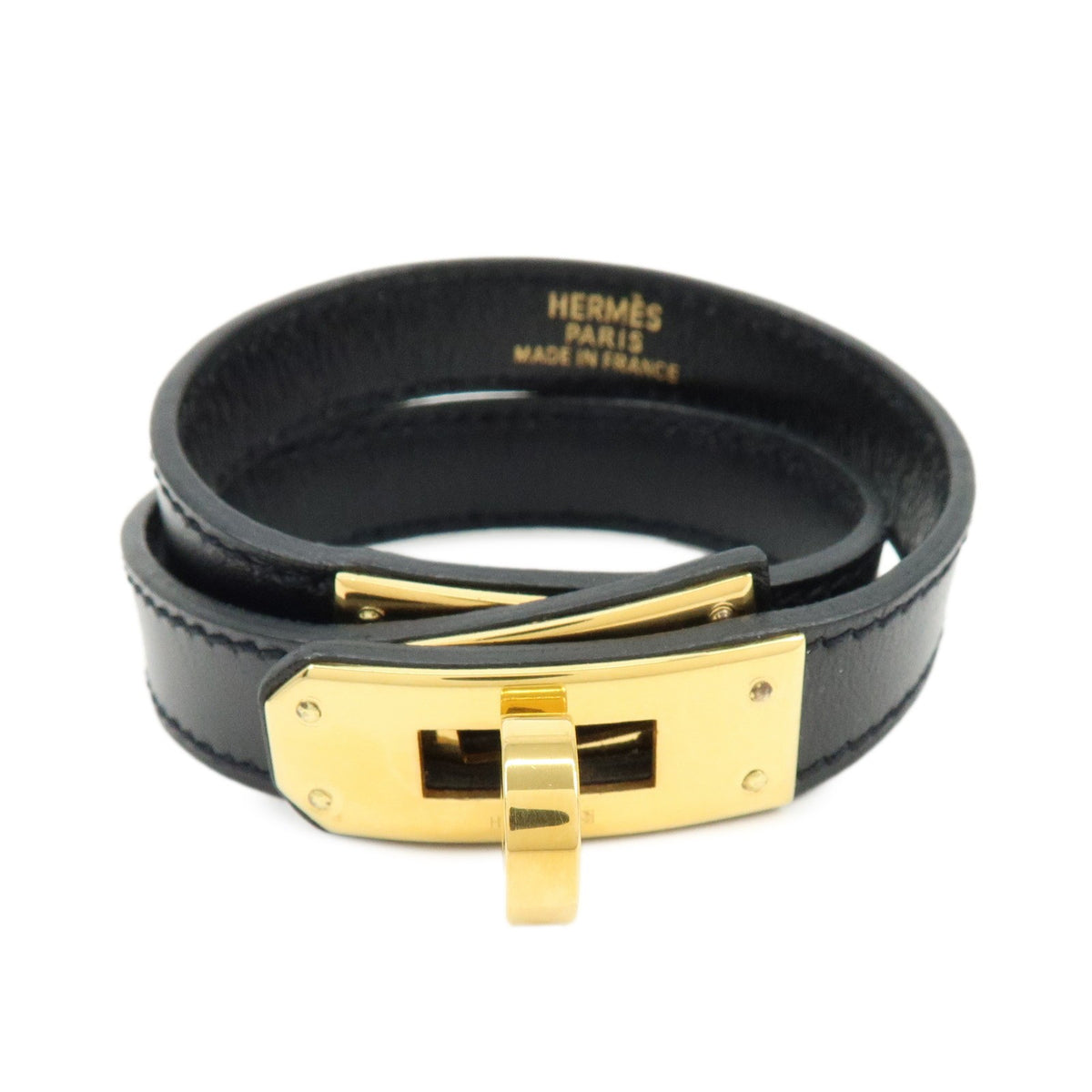 Hermes Kelly Double Tour Leather, Black, Leather, Bracelet