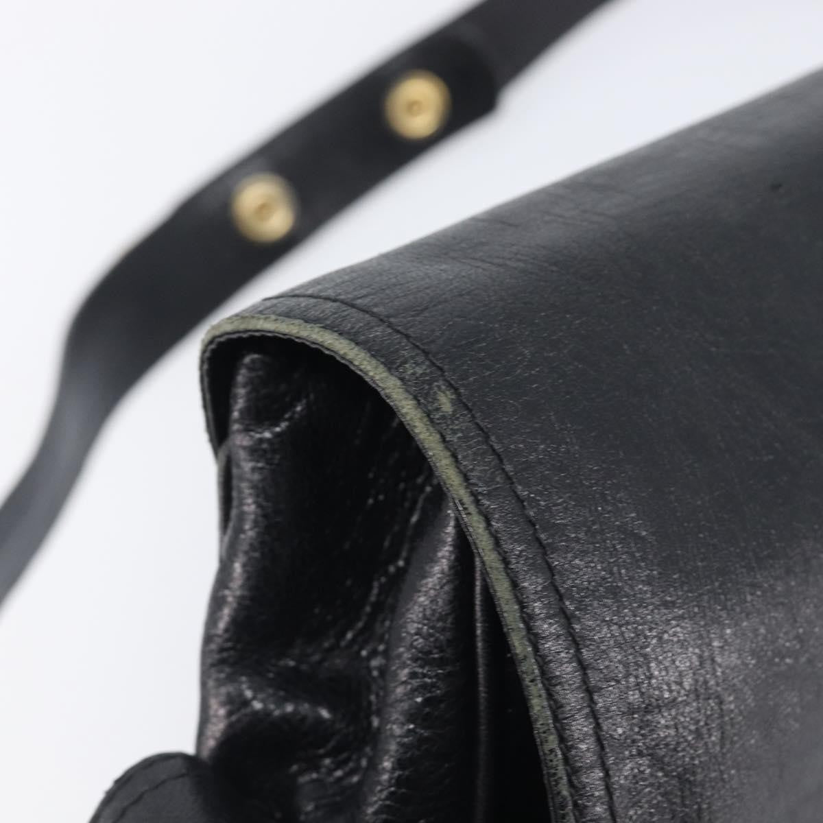 Celine Shoulder Leather, Black, Leather, Shoulder Bag