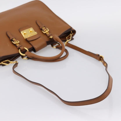 Miu Miu Madras Convertible Lock Leather, Brown, Leather, Tote Bag