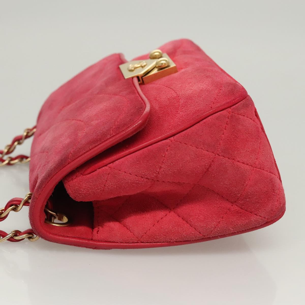 Chanel Chain Flap Shoulder Bag Suede, PINK, SUEDE, Shoulder bag
