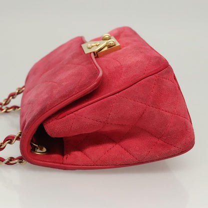 Chanel Chain Flap Shoulder Bag Suede, PINK, SUEDE, Shoulder bag