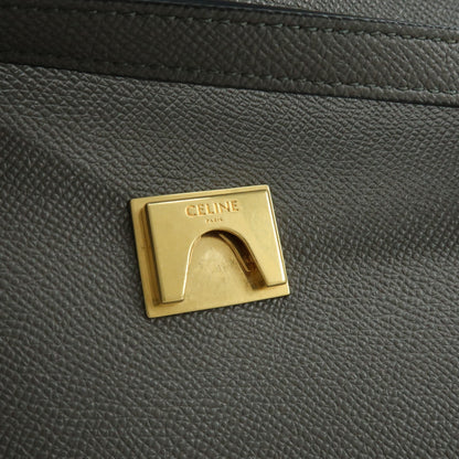 Celine Belt Textured Leather, Gray, Calfskin, Handbag
