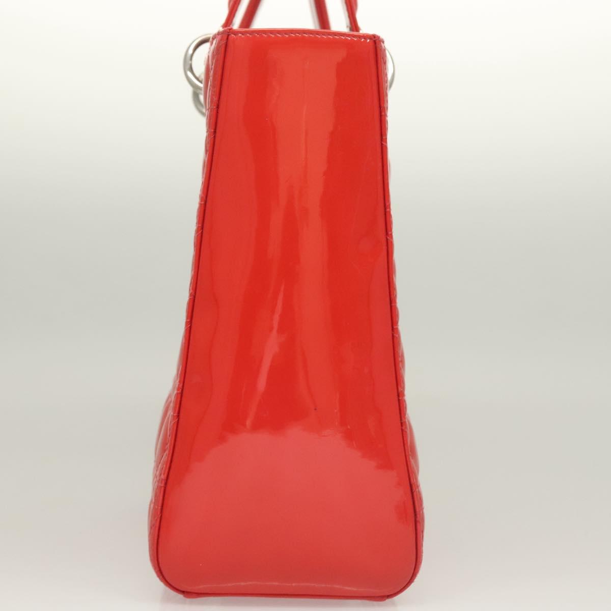 Christian Dior Vintage Lady Dior Bag Cannage Quilt Patent, RED, PATENT_LEATHER, Handbag