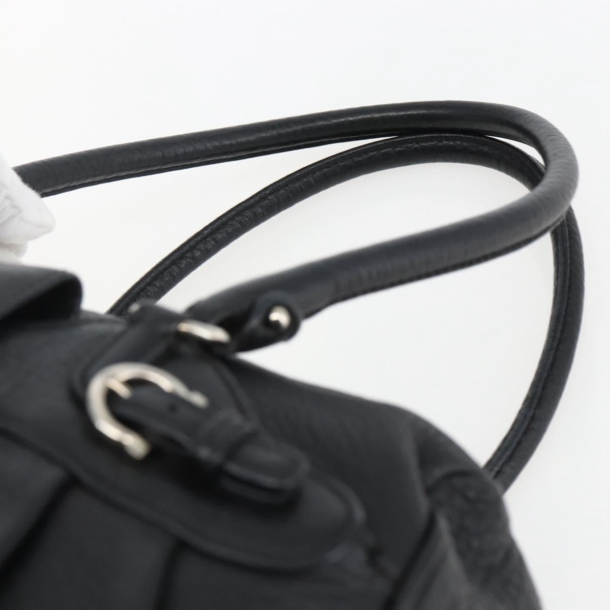 Salvatore Ferragamo Gancini Buckle Leather, Black, Leather, Shoulder Bag