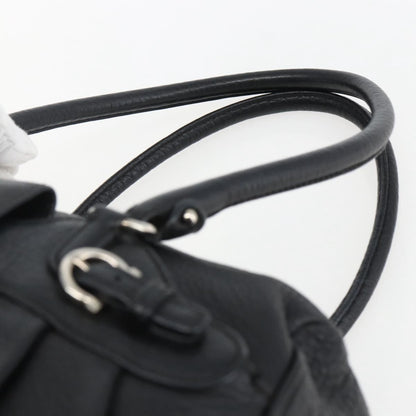 Salvatore Ferragamo Gancini Buckle Leather, Black, Leather, Shoulder Bag