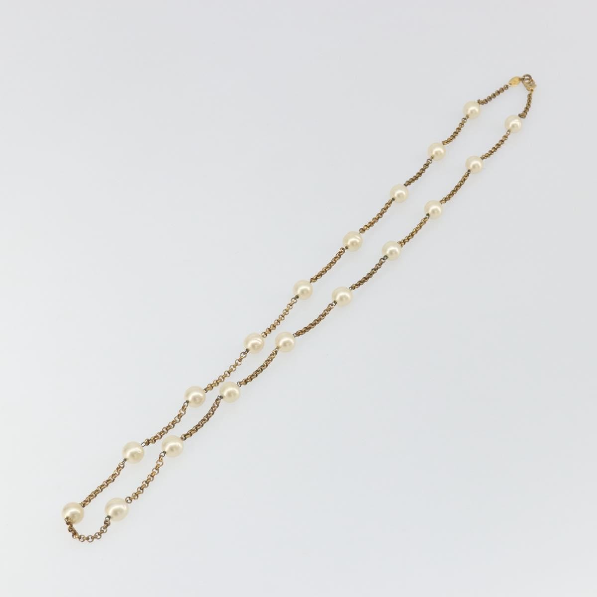 Chanel Pearl Station Metal and Faux Pearl, Gold, Metal, Necklace
