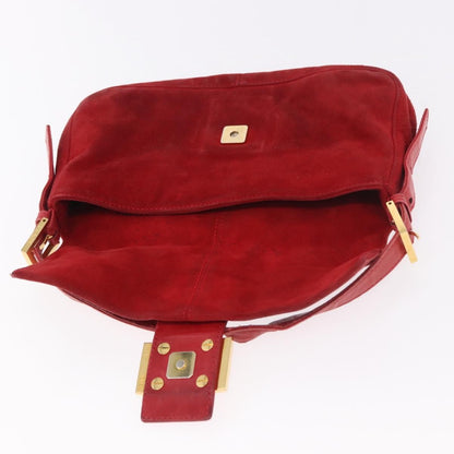 Fendi Baguette Leather, Red, Suede, Shoulder Bag
