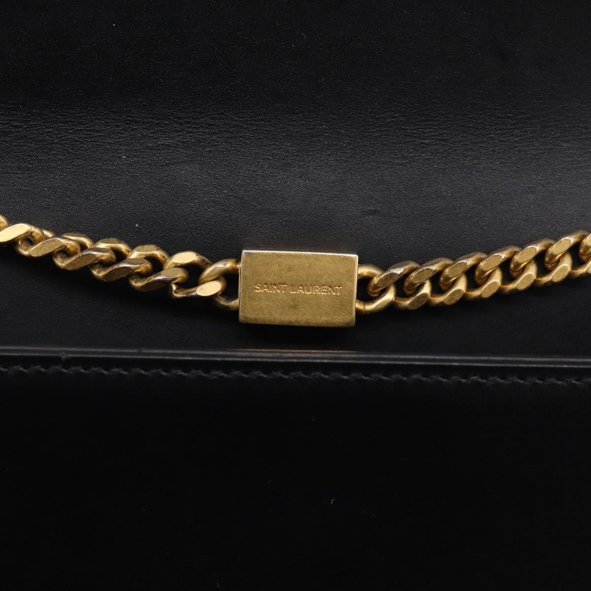 Saint Laurent Classic Monogram Tassel Leather, Black, Leather, Crossbody Bag