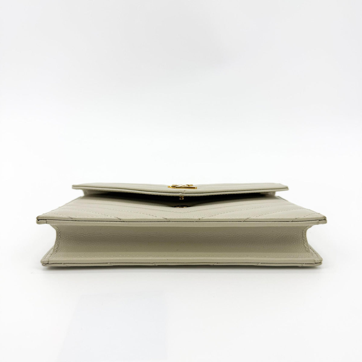 Saint Laurent Bicolor Monogram Leather and Patent, Beige, Leather, Wallet