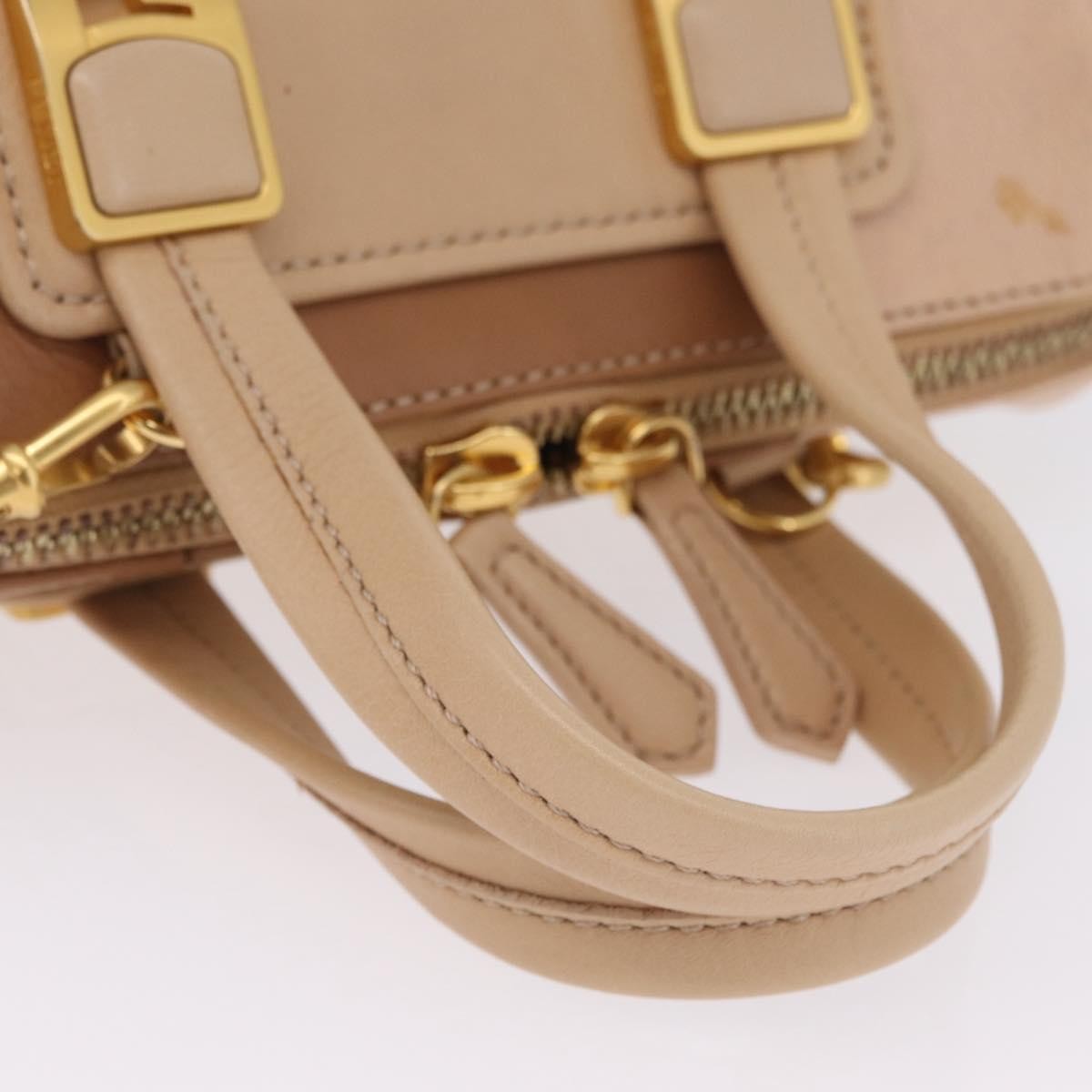 Fendi Chameleon Satchel Leather, Beige, Leather, Handbag