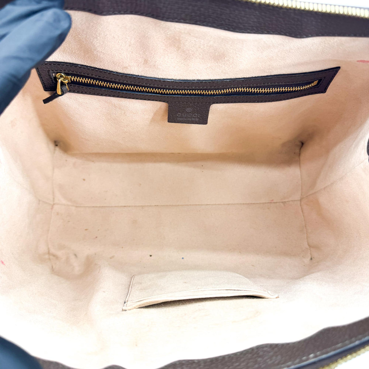 Gucci Ophidia Top Handle GG Coated Canvas, Brown, Canvas, Tote Bag