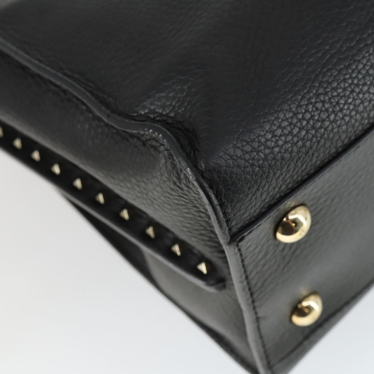 Valentino Garavani Rockstud Open Leather, Black, Leather, Tote Bag