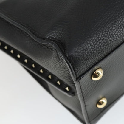 Valentino Garavani Rockstud Open Leather, Black, Leather, Tote Bag