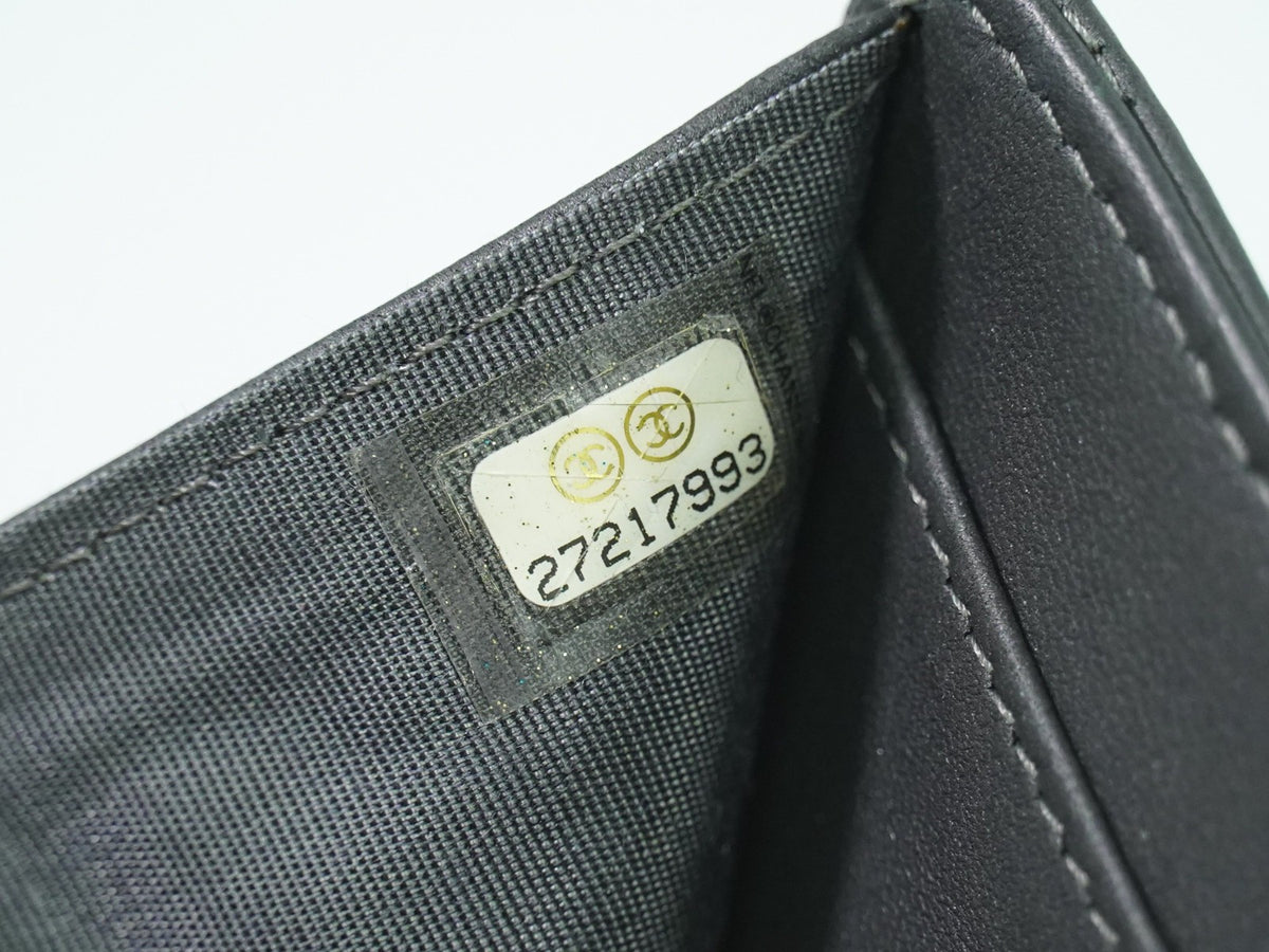 Chanel Camellia Flap Studded Camellia Lambskin, Gray, Leather, Wallet
