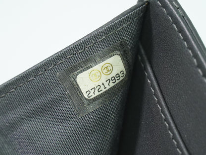 Chanel Camellia Flap Studded Camellia Lambskin, Gray, Leather, Wallet