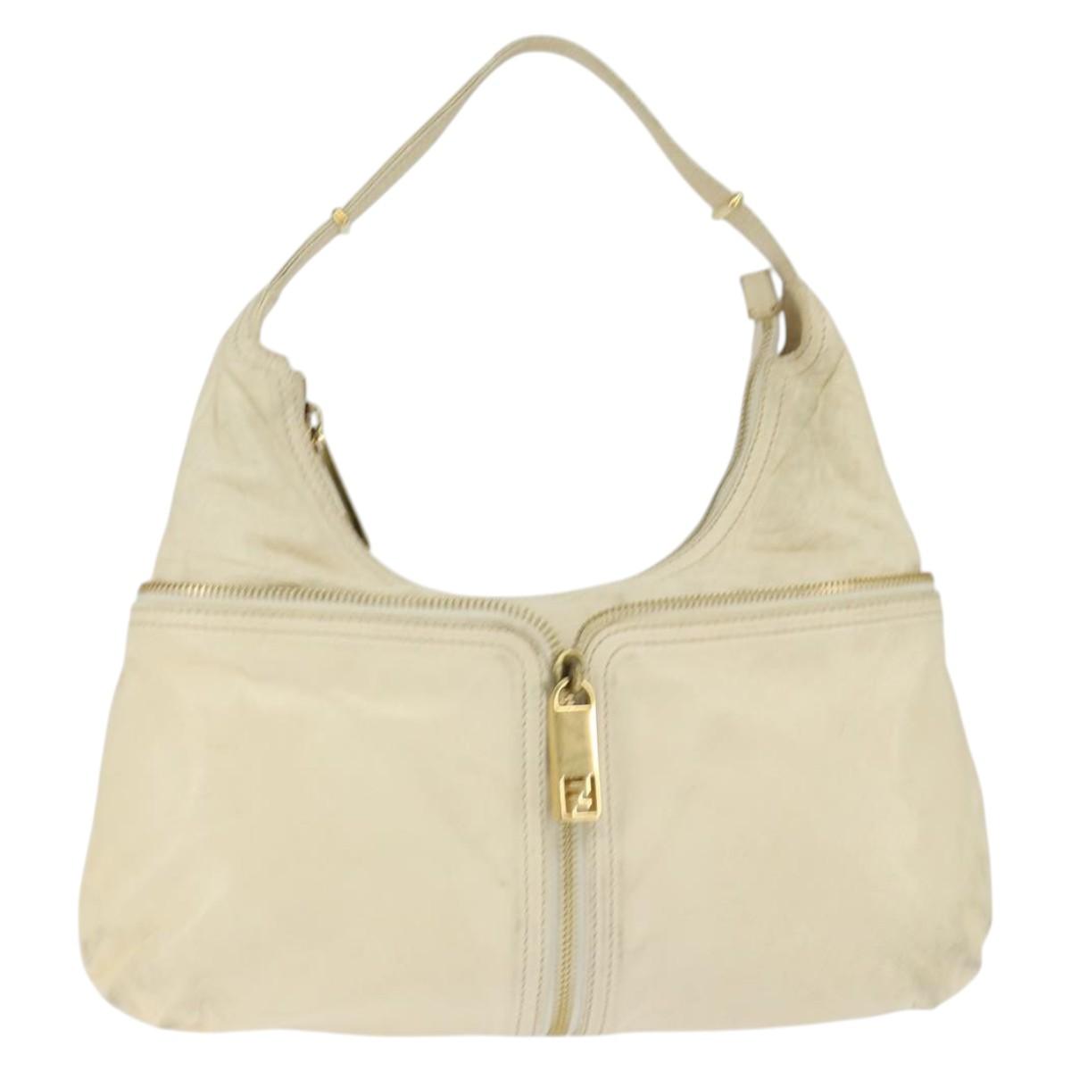 Fendi Zip hobo leather, Beige, Leather, Shoulder Bag