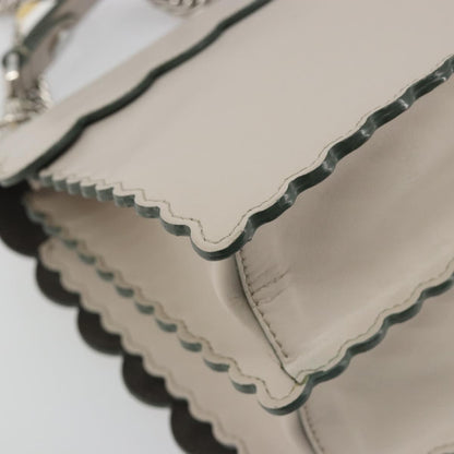 Fendi Kan I Leather, Gray, Leather, Shoulder Bag