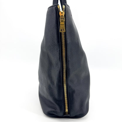 Prada Side Zip Convertible Vitello Daino, Black, Leather, Tote Bag