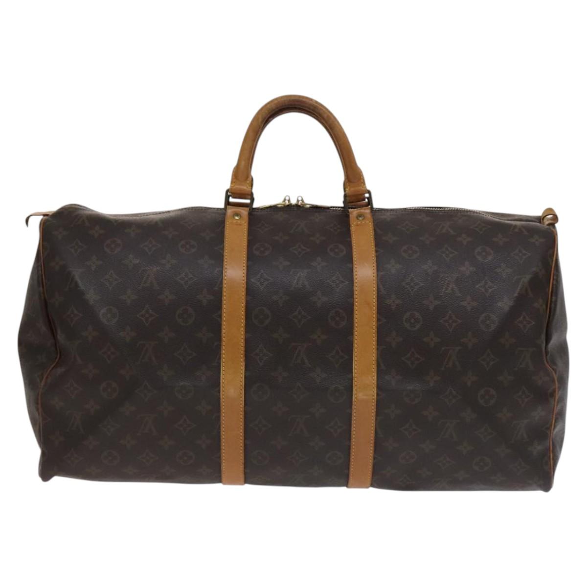 Louis Vuitton Keepall Bag Monogram Canvas, BROWN, CANVAS, Travel bag