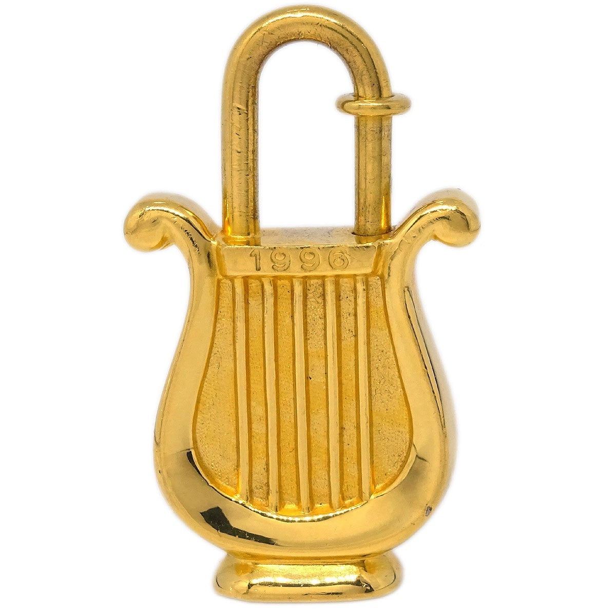 Hermes Harp Cadena Padlock 1996 Limited Metal Design, Gold, Gold Plated, Charm