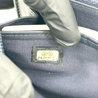 Chanel Boy Zip Around Quilted Caviar, Black, Leather, Wallet