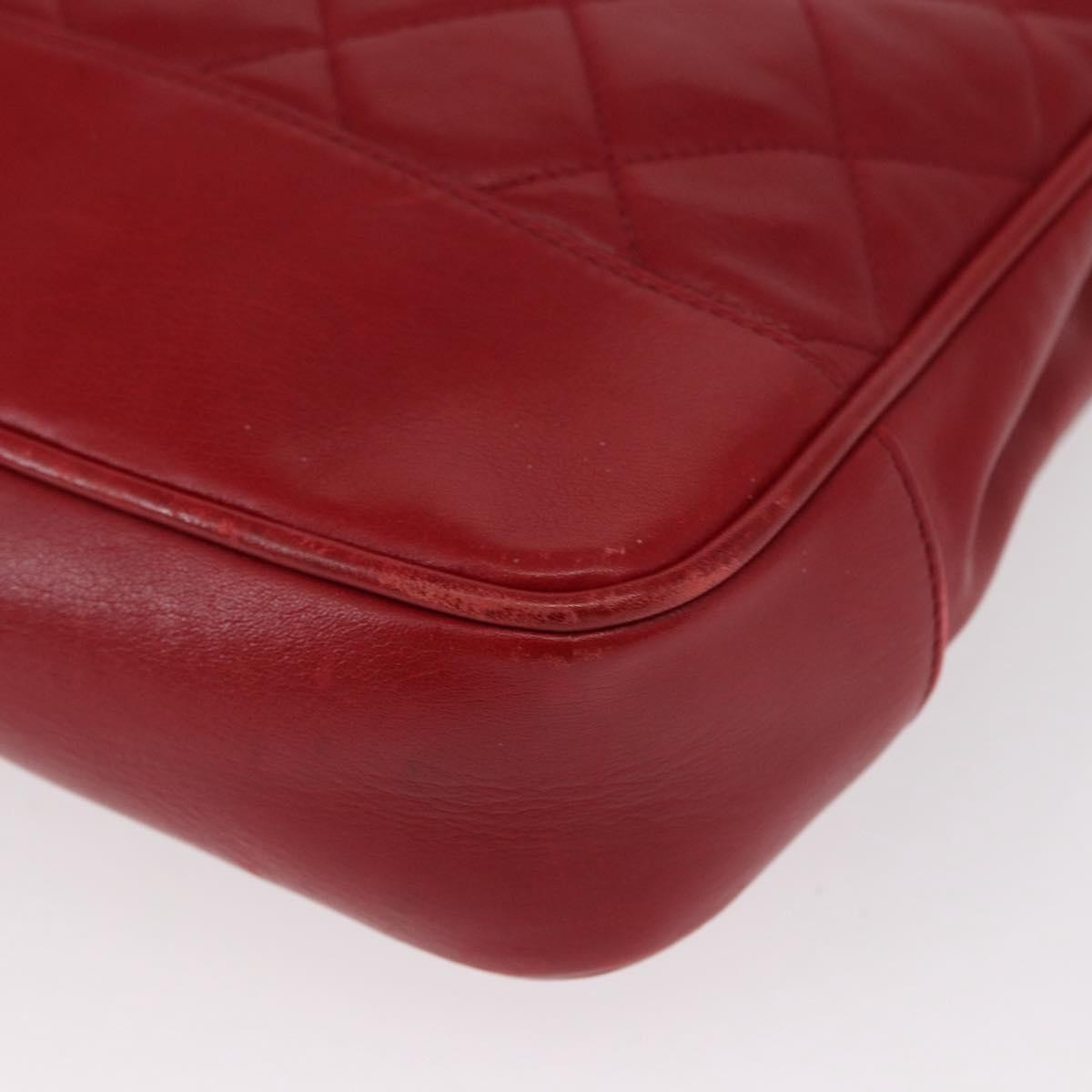 Chanel Vintage Slit Pocket Quilted Lambskin, Red, Leather, Shoulder Bag