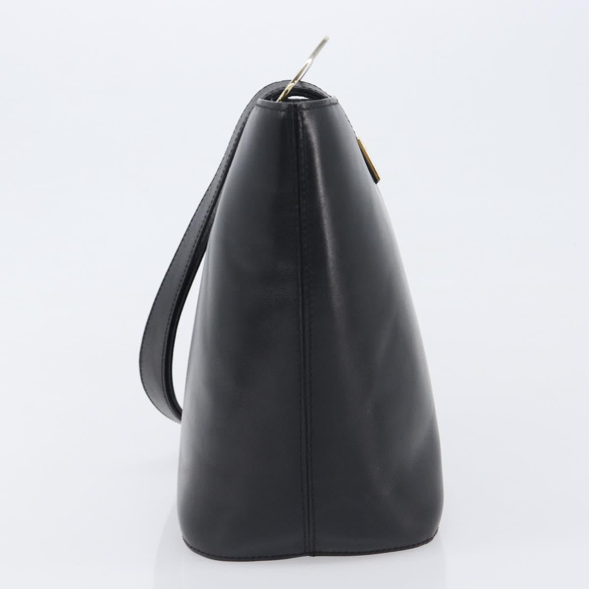 Celine Shoulder bag circle logo Leather, Black, Leather, Shoulder Bag