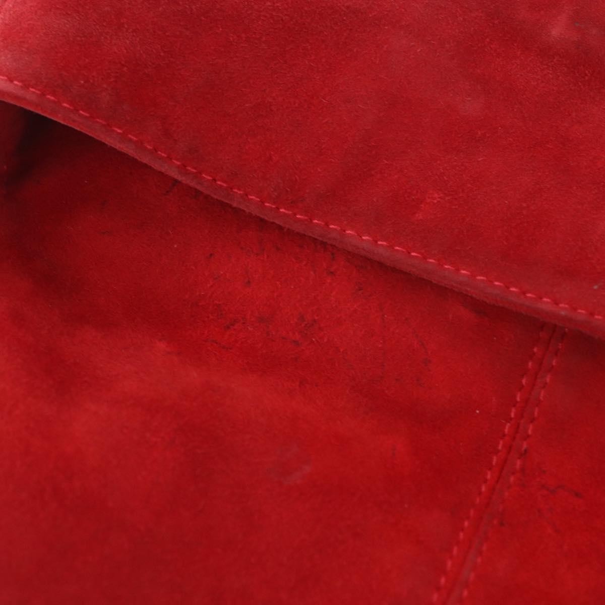 Fendi Baguette Leather, Red, Suede, Shoulder Bag