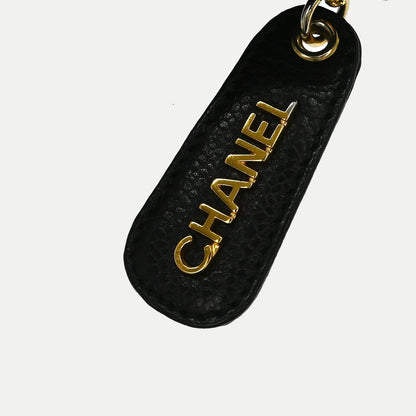 Chanel Vintage Logo Chain Tote Caviar, Black, Leather, Tote Bag