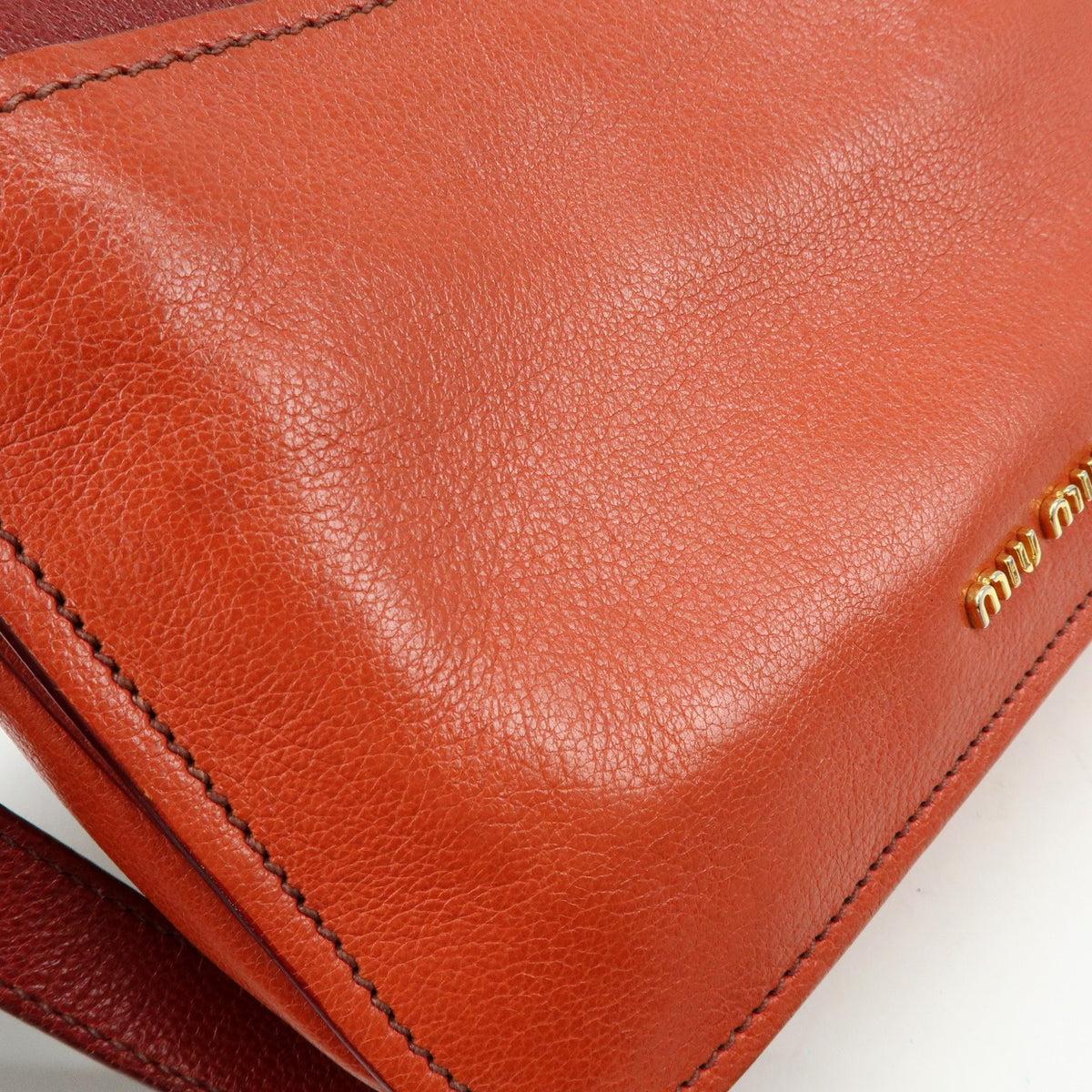 Miu Miu Madras Top Handle Leather, Red, Leather, Handbag