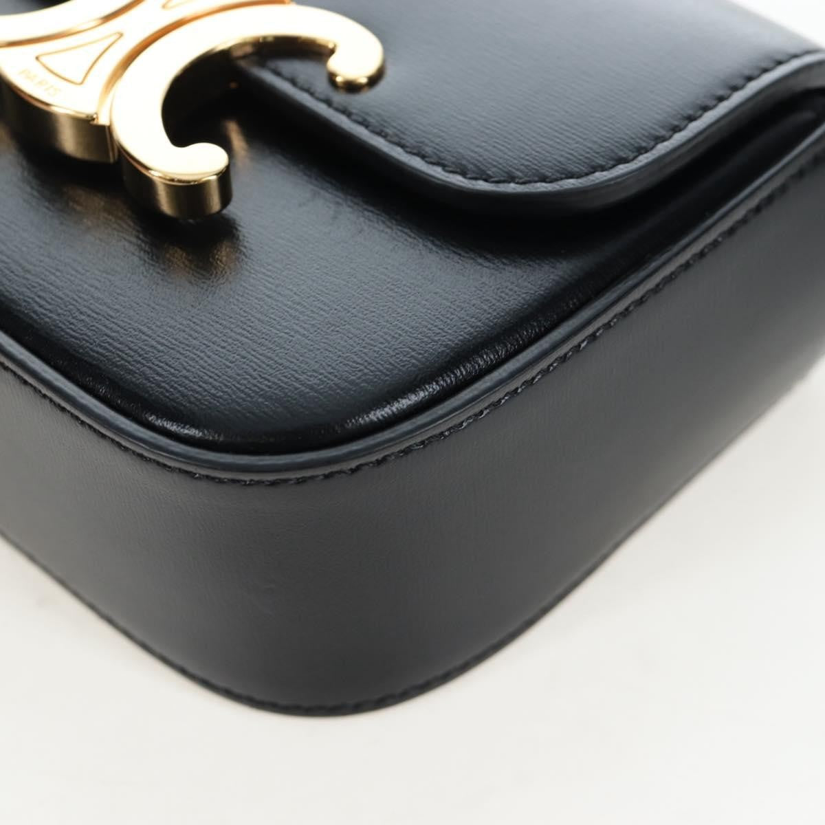 Celine Triomphe Smooth Calfskin, Black, Leather, Shoulder Bag