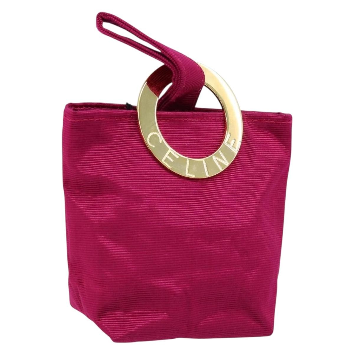 Celine Circle Logo Canvas, Pink, Canvas, Clutch