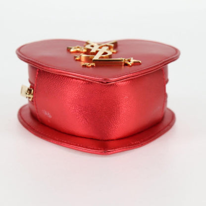 Saint Laurent Love Heart Chain Leather, Red, Leather, Shoulder Bag