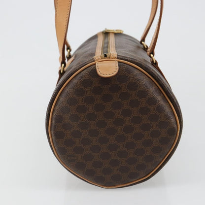 Celine Vintage Barrel Macadam Canvas & Leather, Brown, PVC, Handbag