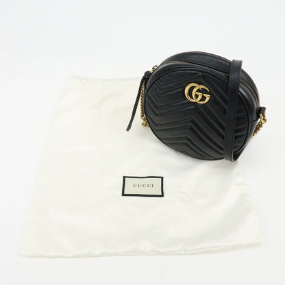 Gucci GG Marmont Round Matelasse Leather, Black, Leather, Shoulder Bag