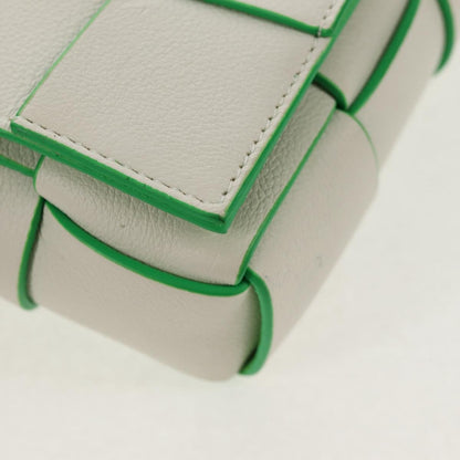 Bottega Veneta Cassette Maxi Intrecciato Leather, White, Leather, Shoulder Bag