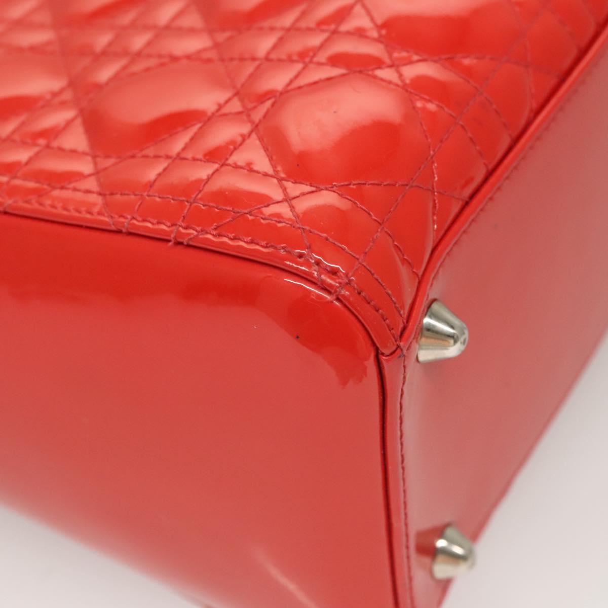 Christian Dior Vintage Lady Dior Patent Patent leather, "red + Silver", Patent Leather, Handbag